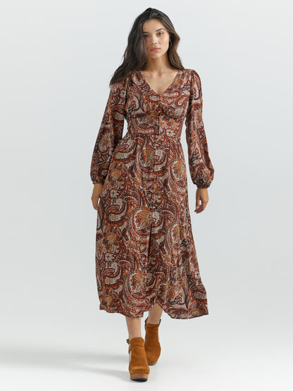 Paisley Maxi Dress- Burgandy