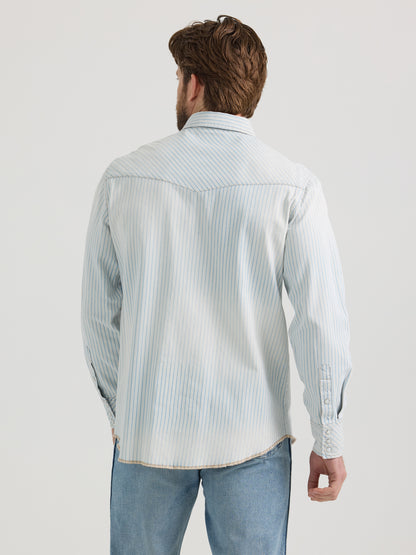 Vintage Woven Long Sleeve Shirt - White/Blue