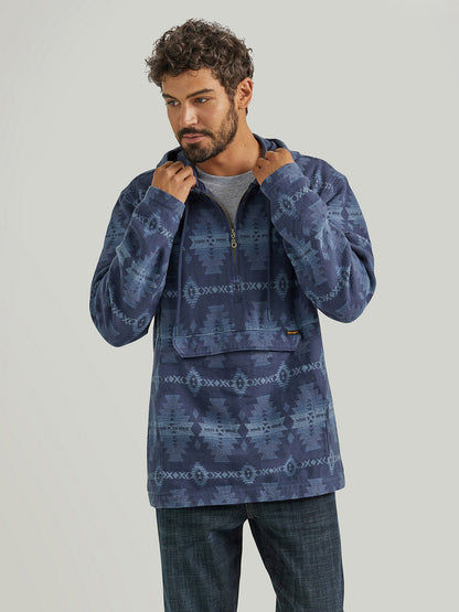 Men's Jacquard Quarter Zip Hooded Jacket