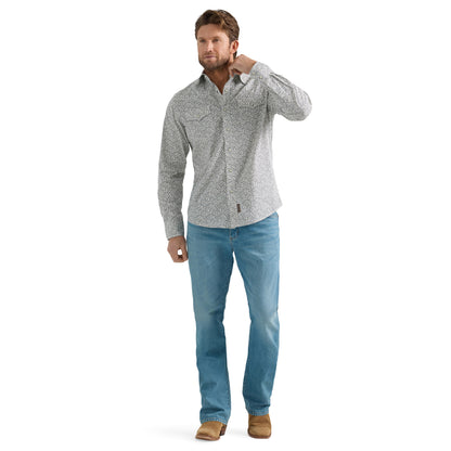 Mens Gray Vines Western Snap Shirt