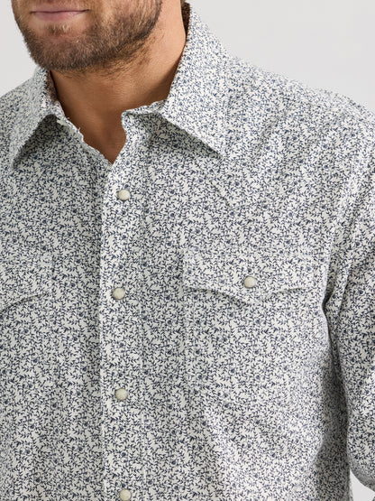 Mens Gray Vines Western Snap Shirt