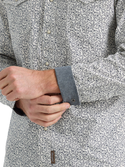 Mens Gray Vines Western Snap Shirt