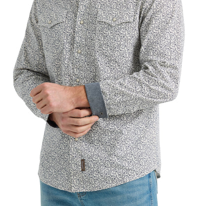 Mens Gray Vines Western Snap Shirt