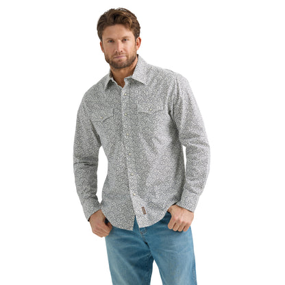 Mens Gray Vines Western Snap Shirt