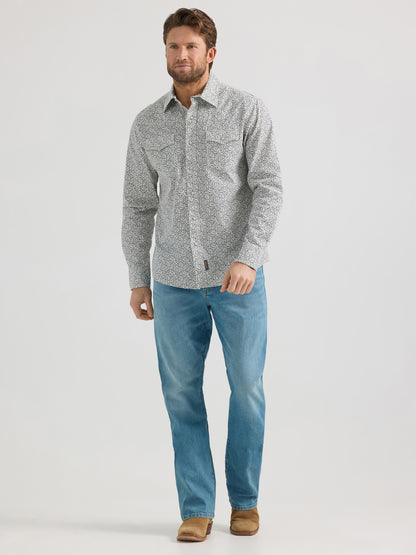 Mens Gray Vines Western Snap Shirt