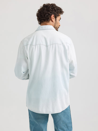 Vintage Inspired Western Snap Work Shirt- Denim