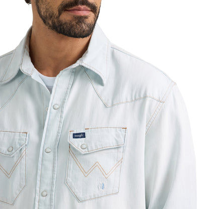 Vintage Inspired Western Snap Work Shirt- Denim