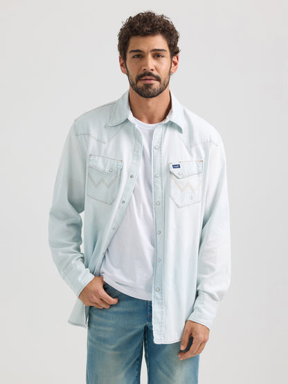 Vintage Inspired Western Snap Work Shirt- Denim