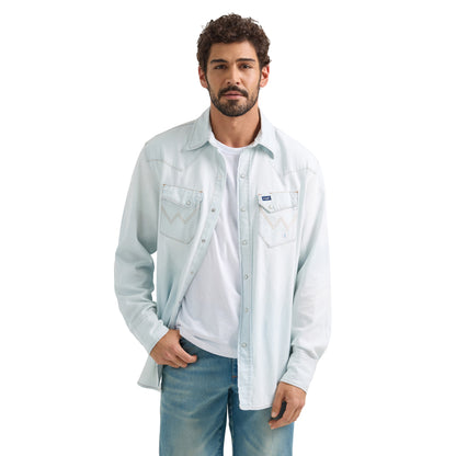 Vintage Inspired Western Snap Work Shirt- Denim