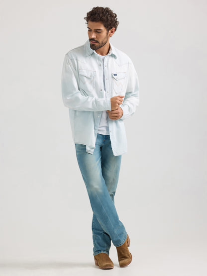 Vintage Inspired Western Snap Work Shirt- Denim