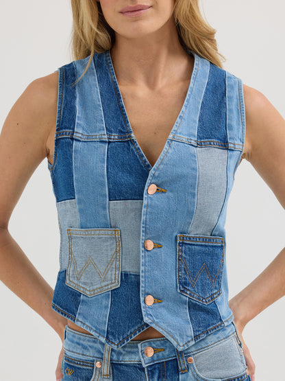 Denim Patchwork Vest