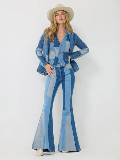 Denim Patchwork Bell Bottoms