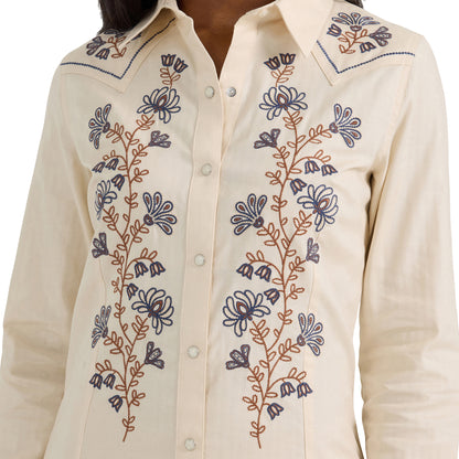 Embroidered Wildflower Western Snap Shirt Dress