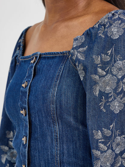 Denim Cropped Blouse