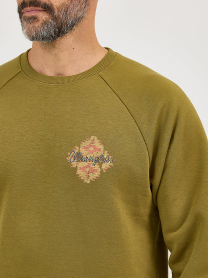 Men's Graphic Crew Sweatshirt - Olive