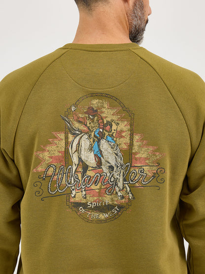 Men's Graphic Crew Sweatshirt - Olive
