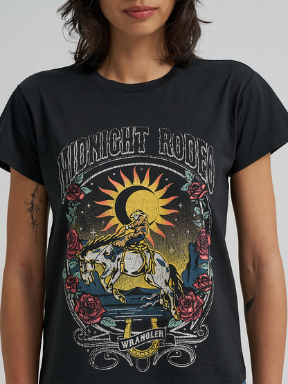Midnight Rodeo Retro Regular Fit Tee - Black