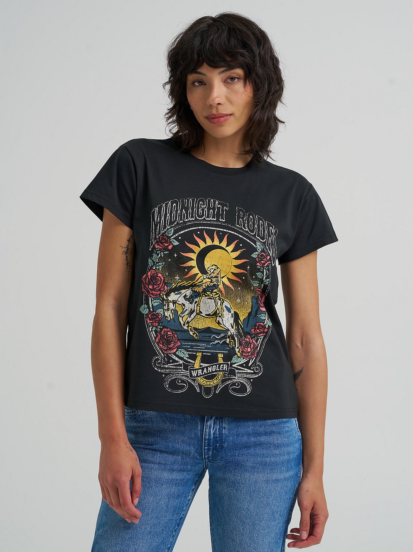 Midnight Rodeo Retro Regular Fit Tee - Black