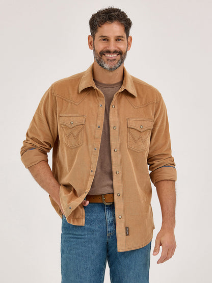 Men's Western Snap Corduroy Shirt - Sandy Brown