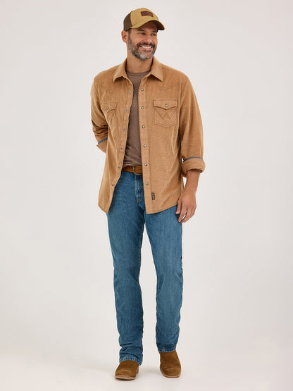 Men's Western Snap Corduroy Shirt - Sandy Brown