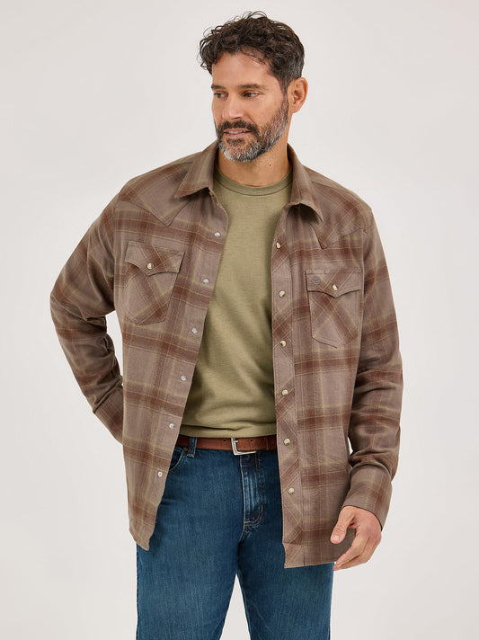 Men's Flannel Snap Plaid Shirt - Clay Brown