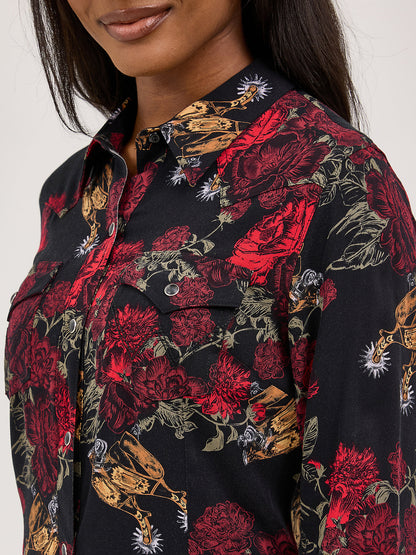 Women's Floral Western Snap Dress