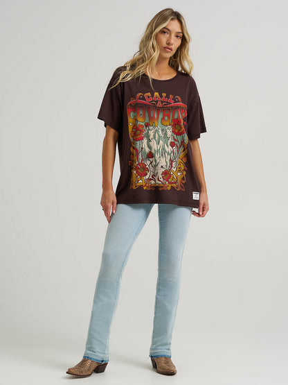 Call a Cowboy Oversized Tee Shirt - Brown
