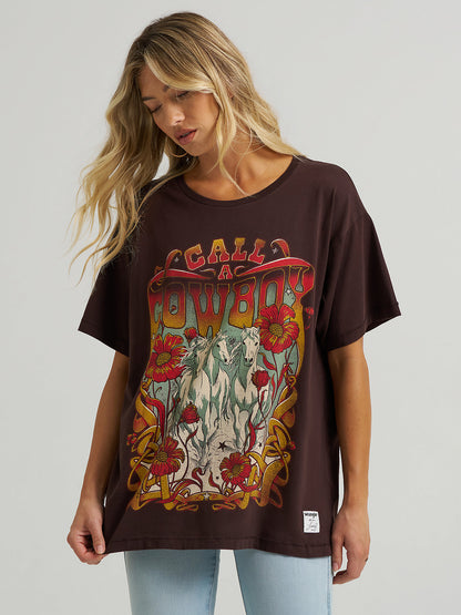 Call a Cowboy Oversized Tee Shirt - Brown