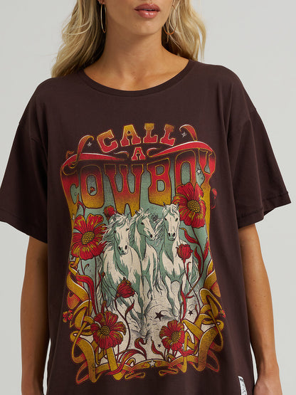 Call a Cowboy Oversized Tee Shirt - Brown
