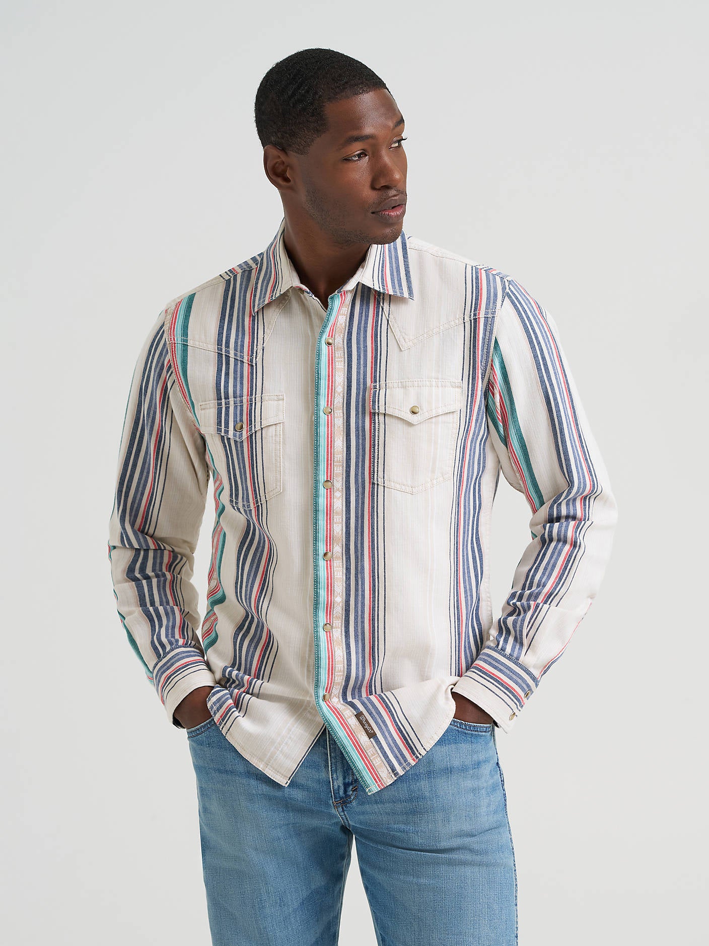 Mens Retro Premium Striped Snap Shirt