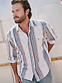 Mens Retro Premium Striped Snap Shirt