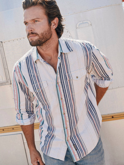 Mens Retro Premium Striped Snap Shirt