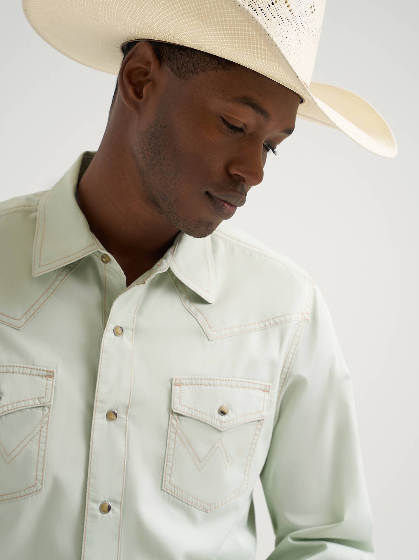 Mens Western Snap Solid Shirt - Mint
