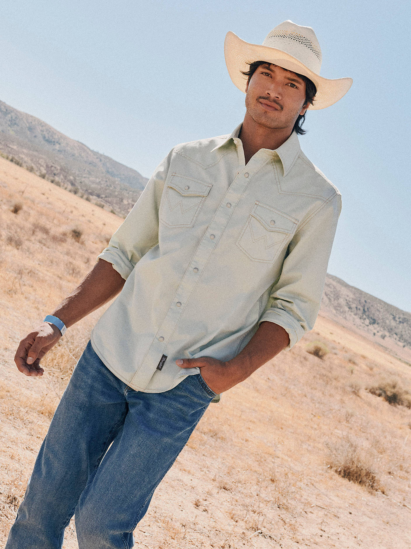 Mens Western Snap Solid Shirt - Mint