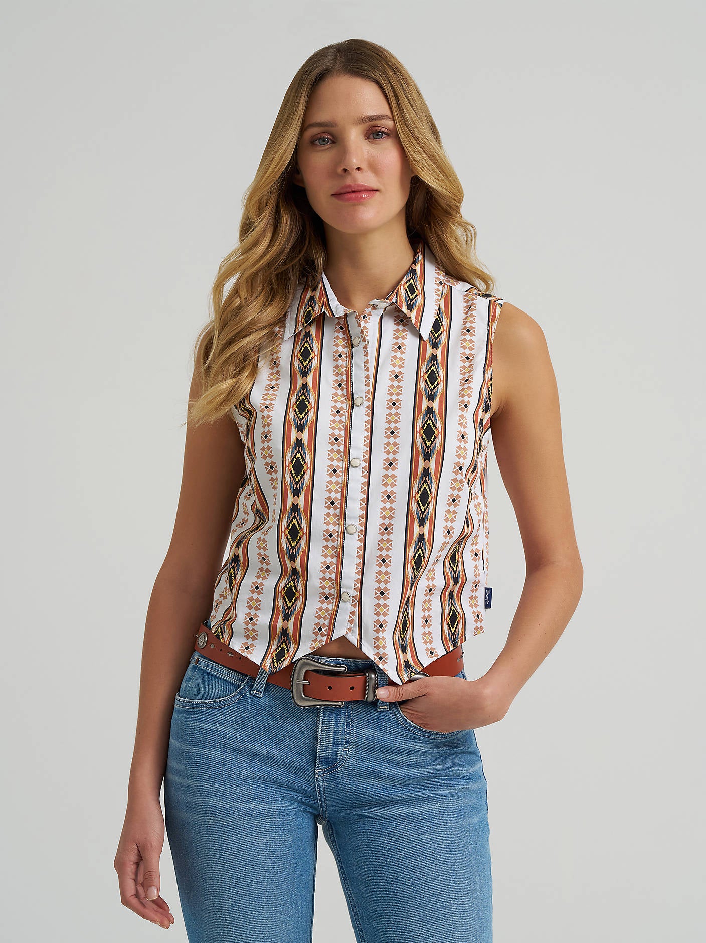 Women's Checotah Print Shirt Vest - Cream