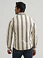Mens Tan Retro Premium Striped Snap Shirt