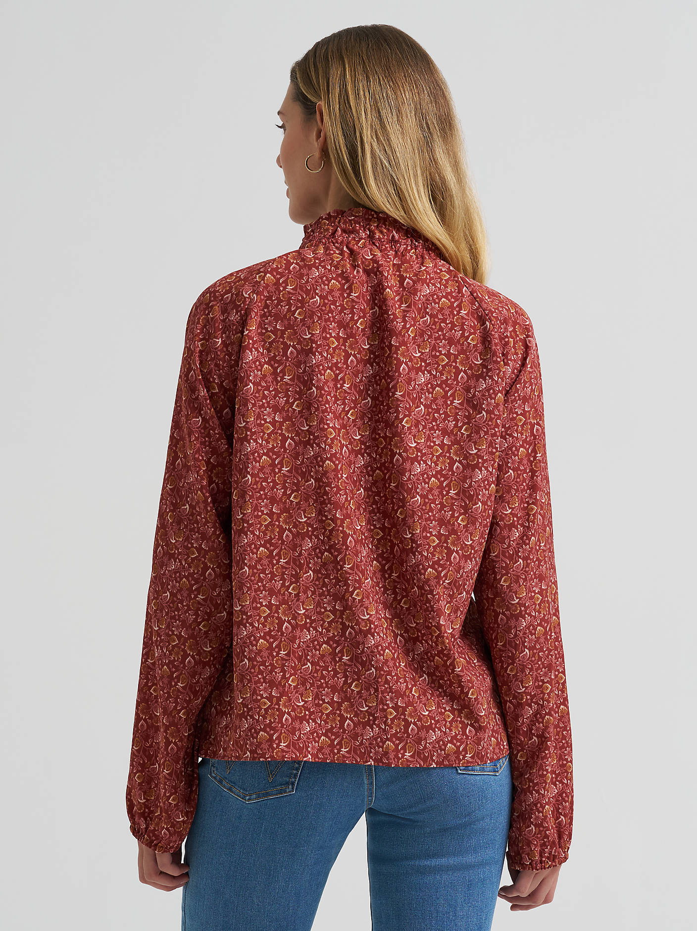 Retro Americana Ruffle Blouse - Burgandy