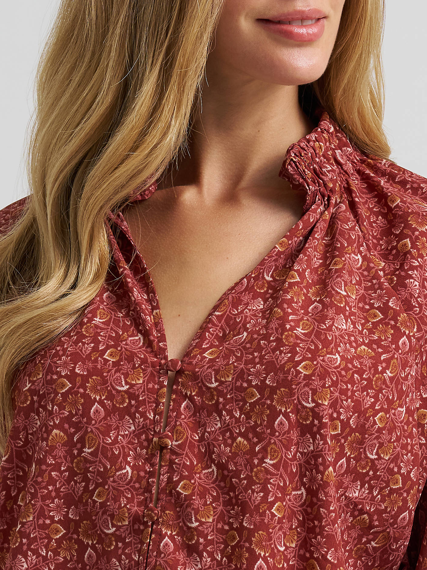 Retro Americana Ruffle Blouse - Burgandy