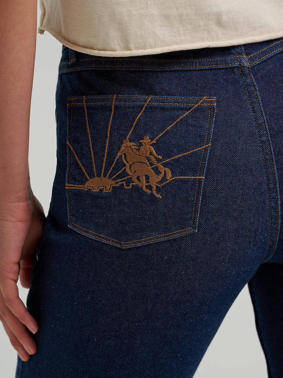 Flare Embroidered Pocket Jean