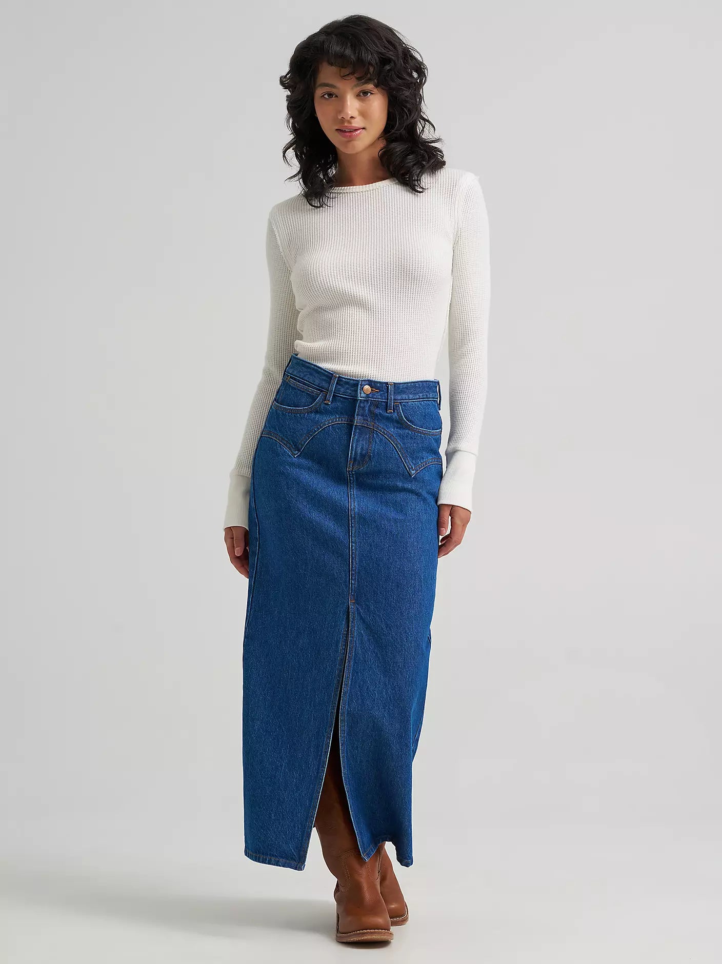 Western Seam Midi Skirt