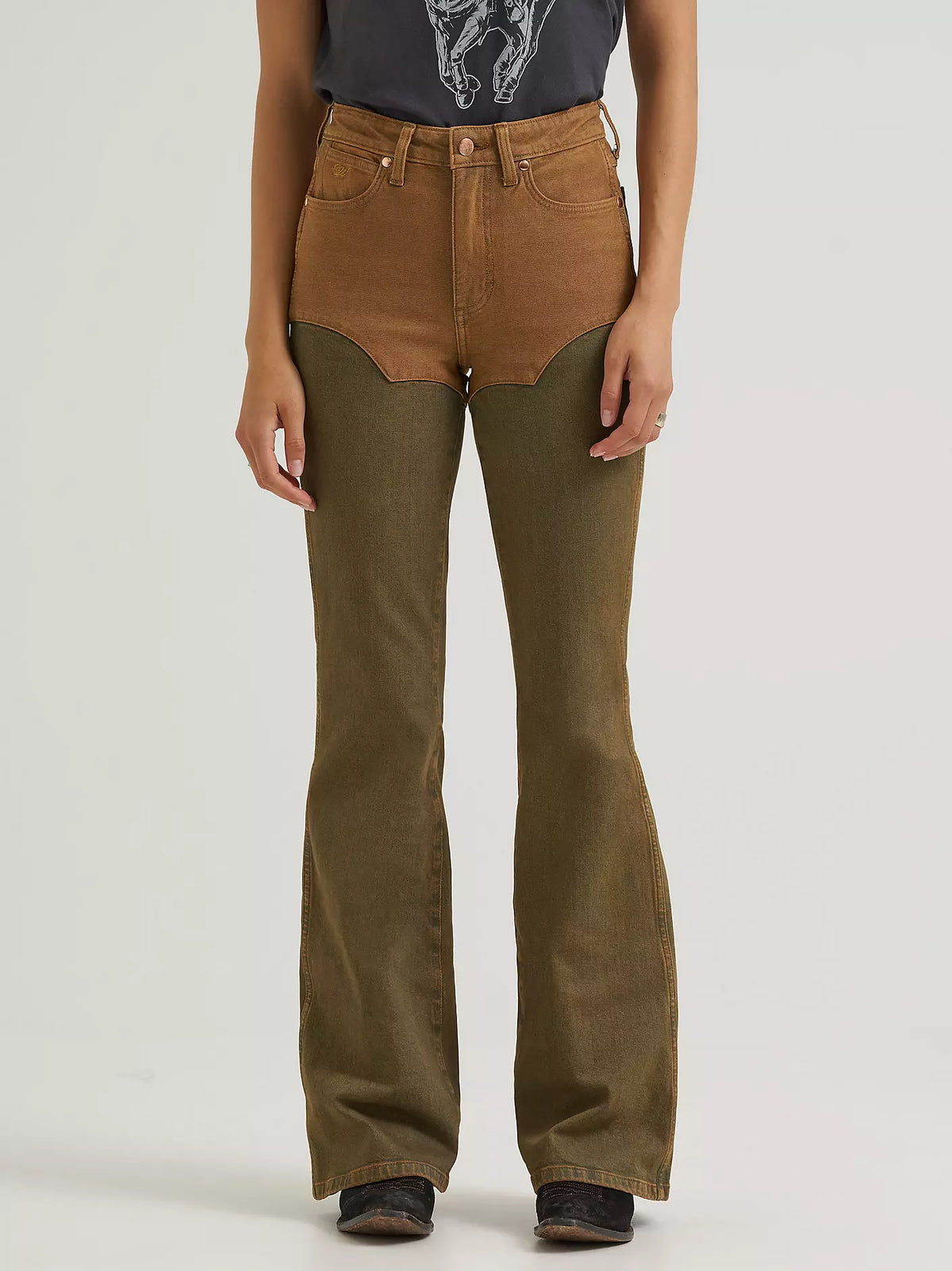 Wrangler Pieced Chaps Flare Jean