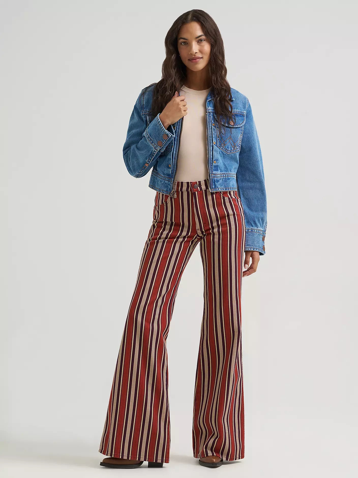 Retro Print 70s Flare Jean