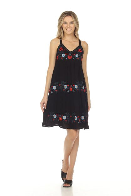 Embroidered Strap Dress - Multiple Colors