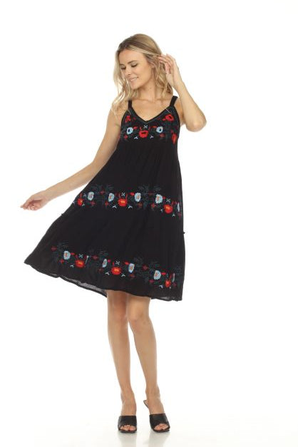 Embroidered Strap Dress - Multiple Colors