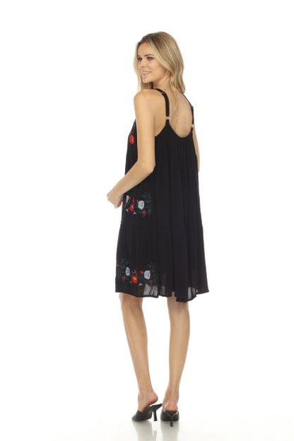 Embroidered Strap Dress - Multiple Colors