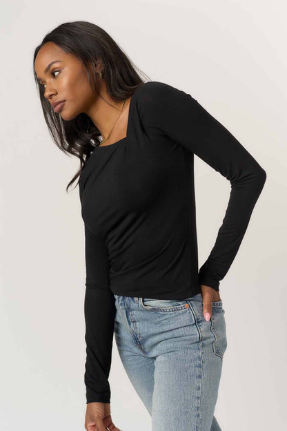 Rosa Twist Front Long Sleeve - Black