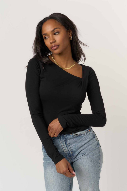 Rosa Twist Front Long Sleeve - Black