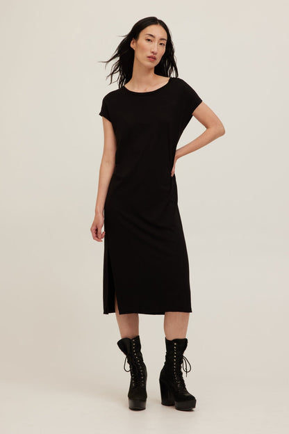 Alina Washed Midi Dress - Black