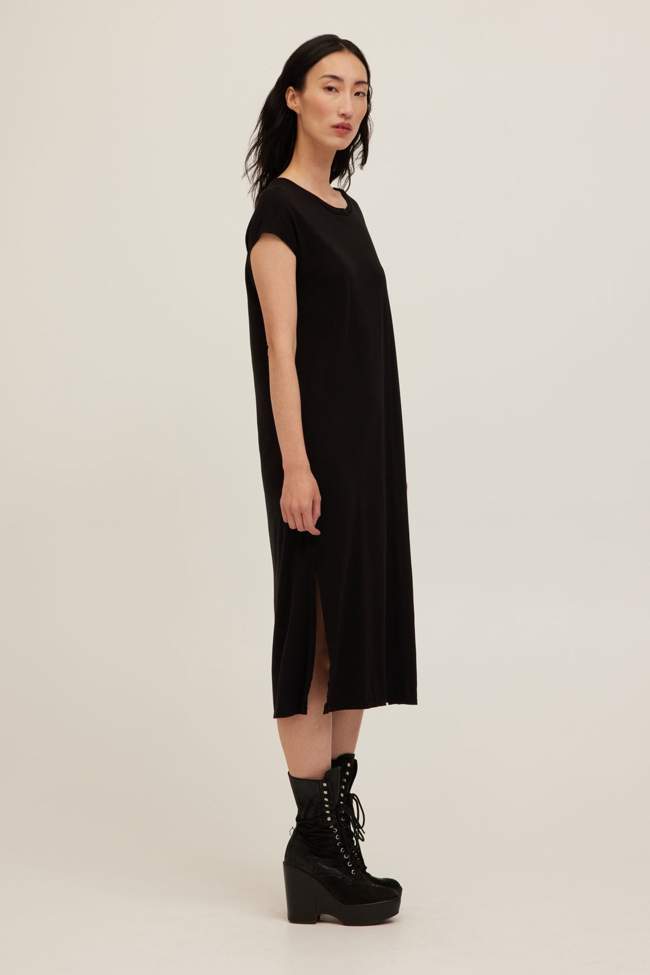Alina Washed Midi Dress - Black
