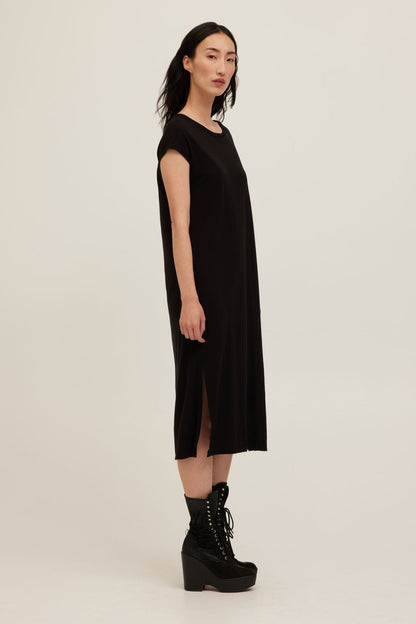 Alina Washed Midi Dress - Black